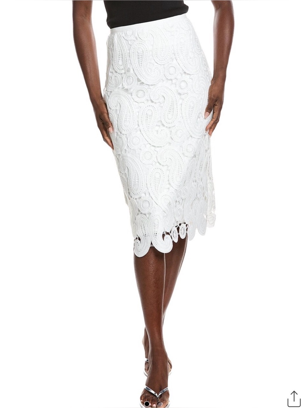 Gorgeous NWT White Pencil Skirt Lacey cut outs